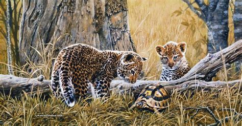 Leopard Cubs Johan Hoekstra Wildlife Art Collection