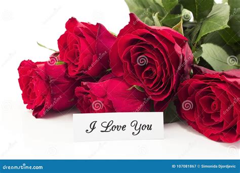 I Love You Card With Bouquet Of Red Roses Stock Image Image Of