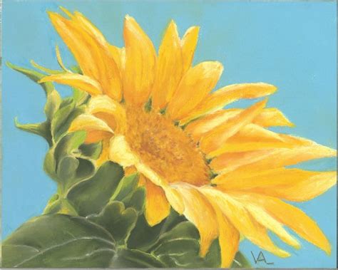 8x10 Framed Sunflower Pastel Painting For Steph And Vicki
