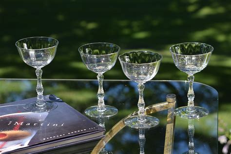 vintage optic crystal champagne coupe glasses set of 4 fostoria wilma circa 1950 vintage