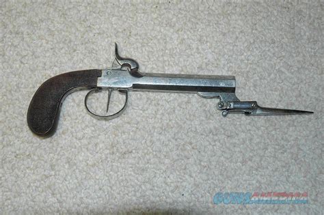Belgian Antique Muff Pistol Wbayonet For Sale