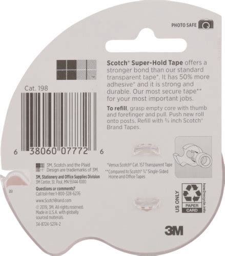 Scotch Super Hold Tape Clear 075 In X 18 Yd King Soopers