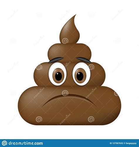 Shit Icon Sad Face Poop Emoticon Isolated On White Background Stock