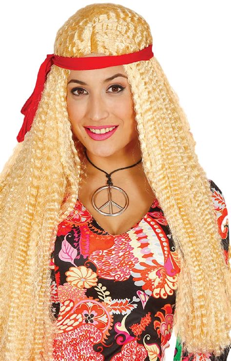 Ladies Long Blonde Hippy Fancy Dress Wig Fancy Dress Wigs Hippy Fancy Dress Fancy Dress Costumes