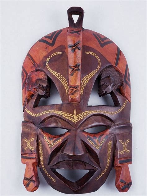 African Wood Hand Carved Painted Mask Made In Kenya Tribal Mask