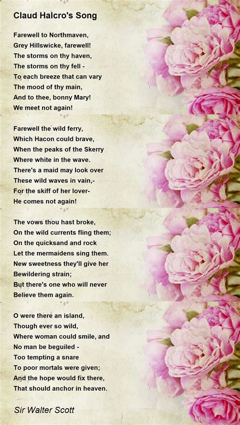Claud Halcro S Song Claud Halcro S Song Poem By Sir Walter Scott