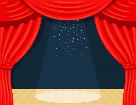 Premium Vector Cartoon Theater Theater Curtain With Spotlights Beam