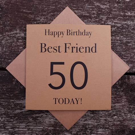 Quality Kraft Best Friend 50th Birthday Card Happy Etsy