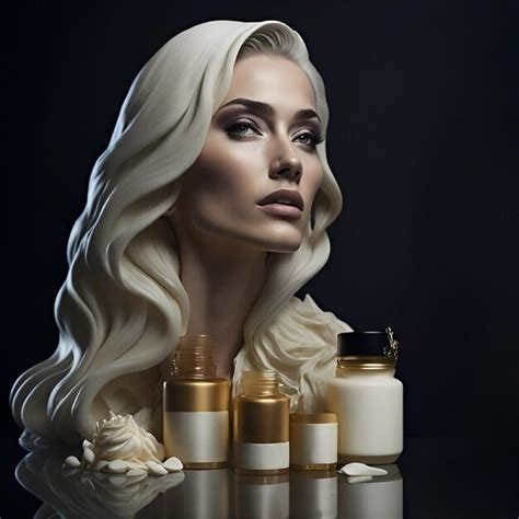 Premium Ai Image Blonde Woman Presenting Homemade Creams