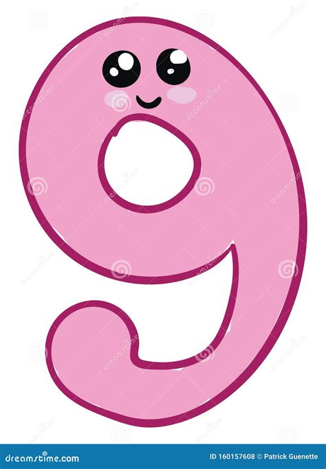 Emoji Of A Cute Pink Number 9 Or Nine Vector Or Color Illustration