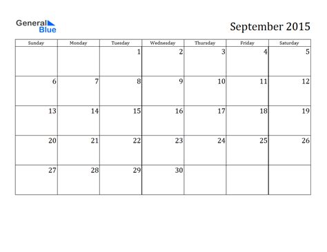 Sept 2015 Calendar September 2015 Calendar Pdf Excel Word From