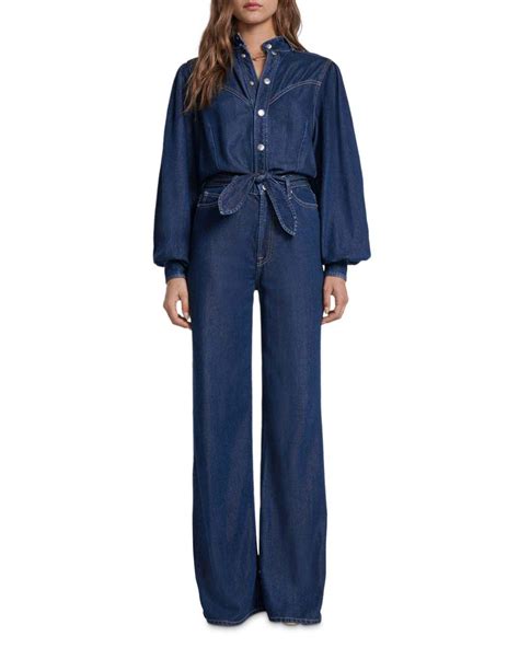 7 For All Mankind Ultra High Rise Jo Jumpsuit In Curious In Blue Lyst