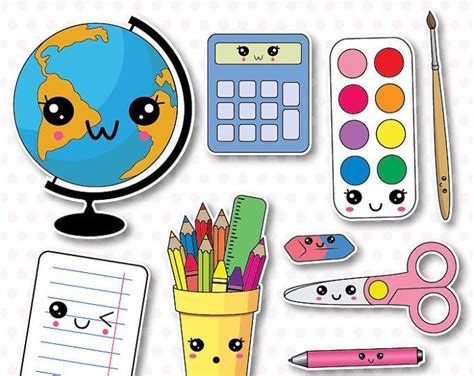 Premium Vector Clipart Kawaii Back To School Clipart Etsy In 2020
