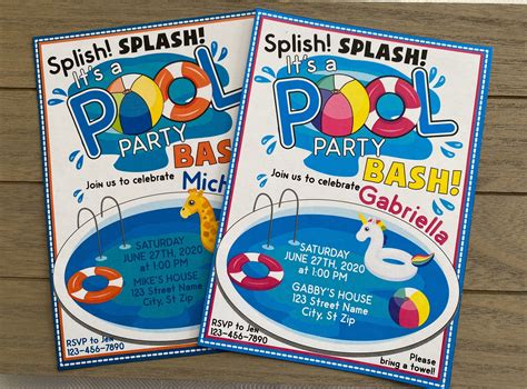 Splish Splash It Is A Pool Party Bash Pool Party Invitation Etsy