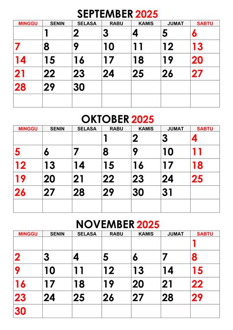 Kalender September Oktober November 2025 Kalender365su