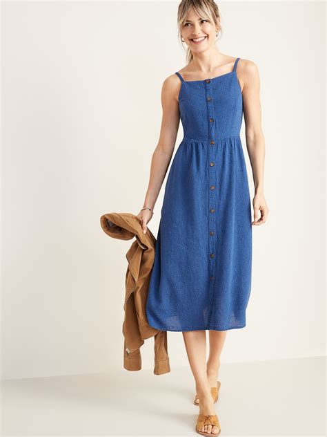 Old navy has produced fashion nirvana! Waist-Defined Square-Neck Button-Front Midi Dress for ...