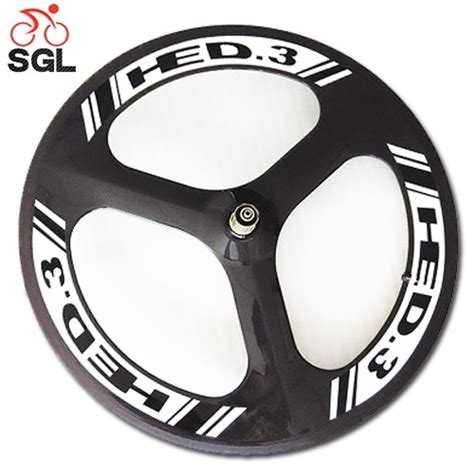 Carbon Tri Spoke Rear Road Wheel Hed3 For 700c Clincher Road Bicycle