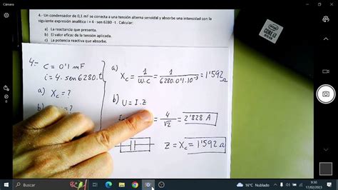 Ejercicio 4 Calcular Reactancia Potencia Reactiva Y U Eficaz De Un