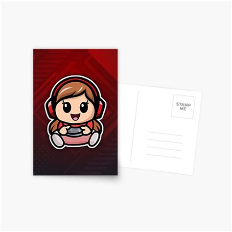 Kawaii Chibi Gamer Girl Cute Adorable Red Postcard By Briansmith84