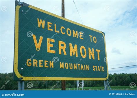 Welcome To Vermont Sign Stock Image Image Of Sign Border 23169603