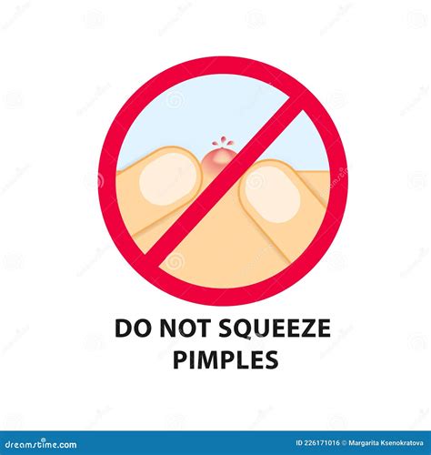 Popping a Pimple. Do Not Squeeze Pimples Stock Vector - Illustration of