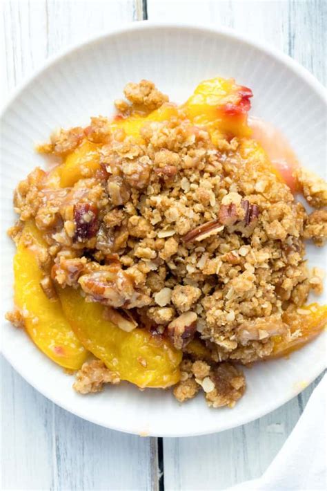 Peach Crisp with a Brown Sugar, Oatmeal, Pecan Crumble | Foodtasia