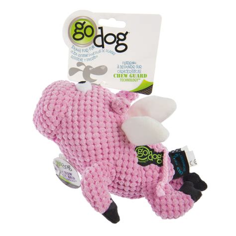 Godog Checkers Flying Pig With Chew Guard Technology Durable Plush