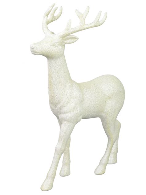 White And Iridescent Glittered Standing Reindeer Christmas Ornament 45cm Ornaments Buy