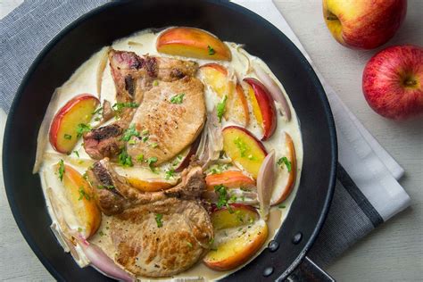 Côtes de porc à la crème et pomme