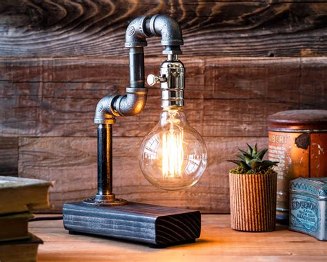 Globe Table Lamp Desk Lamp Edison Steampunk Lamp Rustic Home Etsy