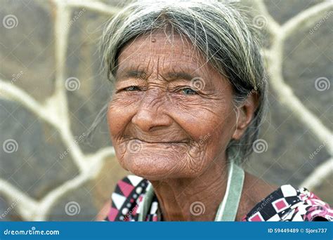 Portrait Of Very Old Wrinkled Latino Woman Editorial Stock Image