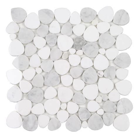 Shop Bianco Carrera Thassos Shaved Pebble Tile Tesoro And Save Big Find The Best Prices On