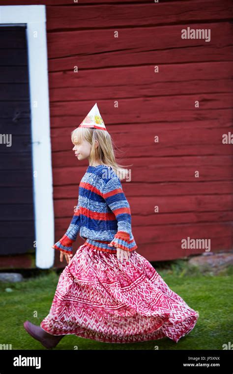 Girl Wearing Party Hat Stock Photo Alamy