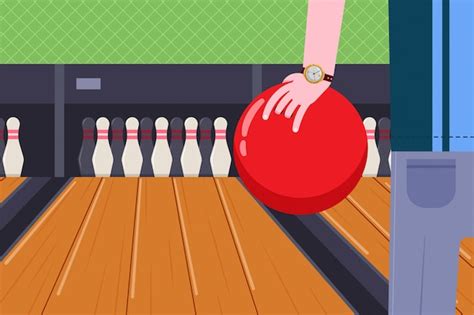 Premium Vector Bowling Ball In The Hand Of A Man On Game Club Vector