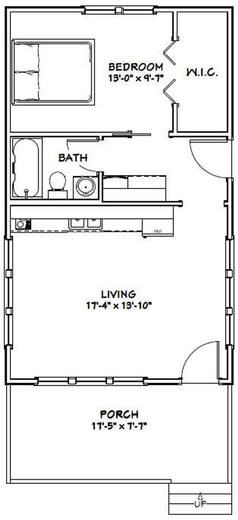 18x30 House 1 Bedroom 1 Bath 540 Sq Ft Pdf Floor Plan Instant Download