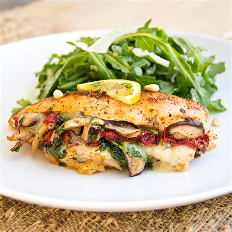 The calorie content is also lower than fried food, which helps you manage your weight and improves your health. Stuffed Chicken Breast with Provolone, Spinach and Shitake ...