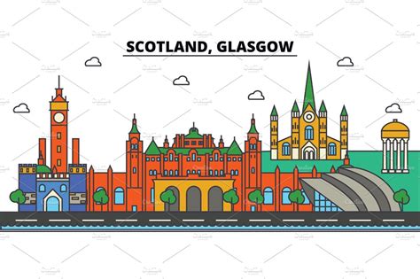 Scotland Glasgow City Skyline Architecture Buildings Streets