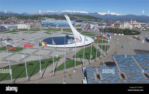 Sochi Russia Sochi Olympic Fire Bowl In The Olympic Park Aerial Sochi