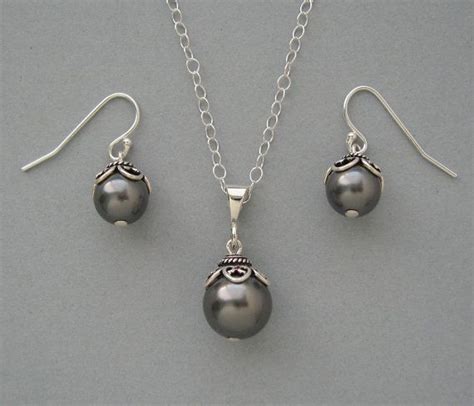 Genuine Swarovski Grey Pearls In Sterling Silver Grey Etsy