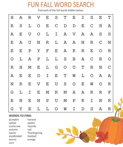 10 Best Free Printable Fall Word Searches