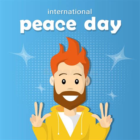 Man Hipster Hand Point Two Finger Up Peace Gesture Isolated Stock Vector Illustration Of