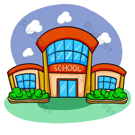 School Building Cartoon Png