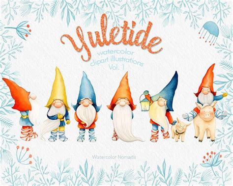 Gnome Clipart Scandinavian Christmas Clipart Yuletide Etsy In 2020