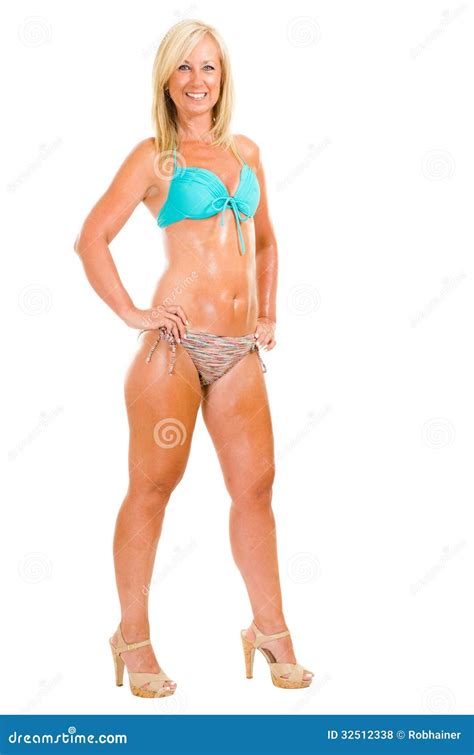 Healthy Middle Aged Woman Wearing Bikini Stock Photo Image Of