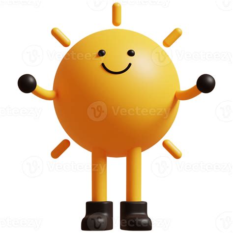 3d Sun Characterhappy Sun 3d Render Illustration 23575593 Png