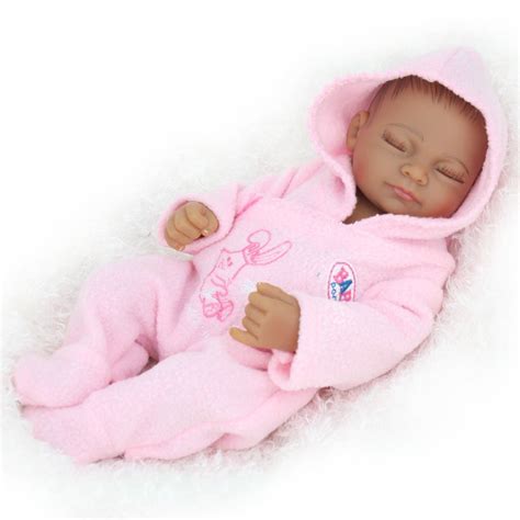 Reborn Babies 10 Inches African Black Sleepy Girl Doll Real Lifelike
