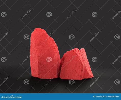 Red Color Rocks On A Dark Background For Product Displays With Copy