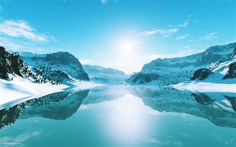 Nature Landscapes Earth Snow Sky Sunny Clouds Lakes Cold Winter