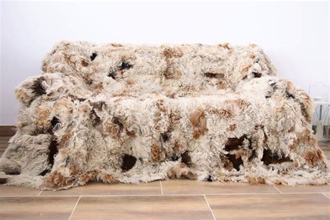 Sheepskin Throw Gotland Bed Throw Beige Throw Sofa Throw