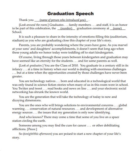Free 10 Sample Graduation Speech Example Templates In Pdf Ms Word
